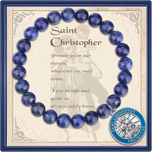 liforlove Saint Christopher Bracelet for Women Men Christopher Medal Pendant Jewelry Gifts Religious Bracelets for Protection with Gift Box, Message Card in Saudi Arabia