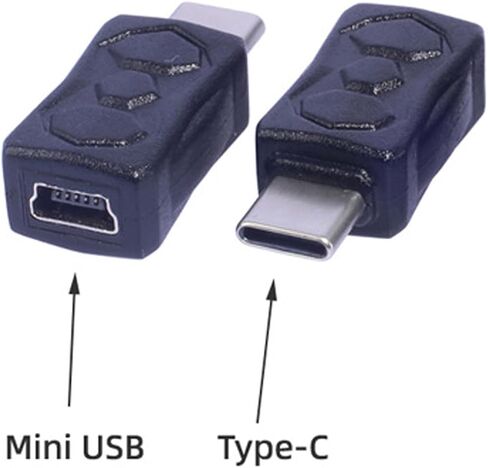 Mini USB Female to Type C Male Adapter Mini USB to USB C Connector Supports 480Mbps Data Sync and 5V 2A Charging for Smartphones Tablets and Headphones Compact Design Black in Kuwait