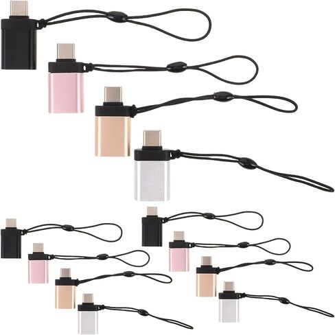 TEHAUX 12pcs USB to Type-c OTG Adapter Kit for USB Flash Drives and Keyboards Compatible Phones and Tablets Multi-Color Type-c Connectors for Device Expansion in Kuwait