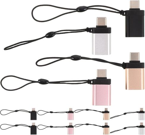 SEWACC 12pcs USB to Type-c OTG Adapter Set, Universal USB Connector Converters in Black, Silver, Gold, and Pink, Compatible with Smartphones and Tablets for Data Transfer and Peripheral in Kuwait