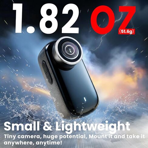 كاميرا الحركة الصغيرة بدقة 4K وسعة 64 جيجابايت وكاميرا الجسم المحمولة التي يمكن ارتداؤها ومسجل فيديو مع IPX7 مقاوم للماء (أسود) in Kuwait