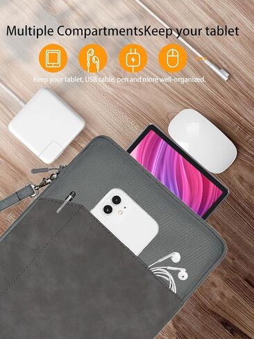 حافظة كمبيوتر لوحي لجهاز XPPen X3 Pro، حقيبة حمل واقية بزاوية 360 درجة من WUNIAK، حقيبة تخزين مقاومة للماء لجهاز XPPen X3 Pro، رمادي داكن. in Kuwait