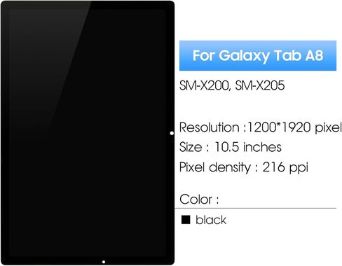 [Complete Kit] Screen Replacement for Samsung Galaxy Tab A8 10.5" (2020), Compatible with SM-X200, SM-X205, SM-X207 | LCD Display Touch Screen Digitizer Assembly with Professional Repair Tools in Kuwait