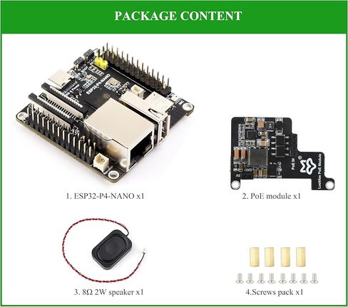 ESP32-P4-NANO Development Board, Based On ESP32-P4 Chip with RISC-V Dual-Core and Single-Core Processors, Supports Wi-Fi 6 and Bluetooth 5/BLE, with Speaker and PoE Module(4 Items) in Kuwait