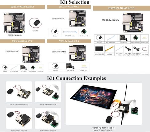 ESP32-P4-NANO Development Board, Based On ESP32-P4 Chip with RISC-V Dual-Core and Single-Core Processors, Supports Wi-Fi 6 and Bluetooth 5/BLE, with Speaker and PoE Module(4 Items) in Kuwait