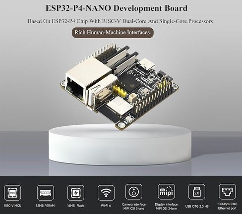 ESP32-P4-NANO Development Board, Based On ESP32-P4 Chip with RISC-V Dual-Core and Single-Core Processors, Supports Wi-Fi 6 and Bluetooth 5/BLE, with Speaker and PoE Module(4 Items) in Kuwait