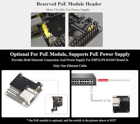 ESP32-P4-NANO Development Board, Based On ESP32-P4 Chip with RISC-V Dual-Core and Single-Core Processors, Supports Wi-Fi 6 and Bluetooth 5/BLE, with Speaker and PoE Module(4 Items) in Kuwait