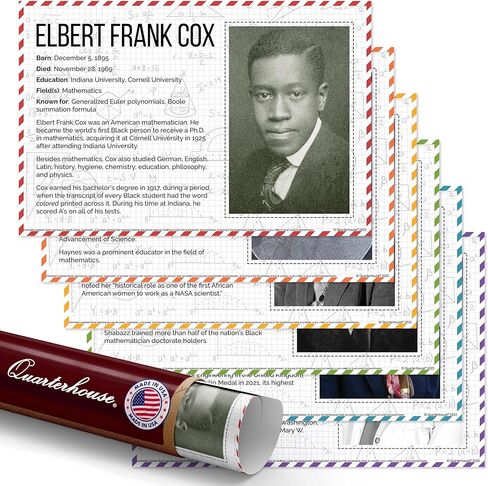 Quarterhouse Black Mathematicians Poster Set, Math and History Classroom Learning Materials for K-12 Students and Teachers, Set of 6, 12 x 18 Inches, Extra Durable in Saudi Arabia