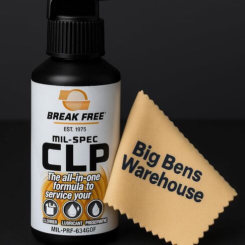 Big Bens Warehouse Break Free CLP Cleaner Lubricant and Preservative All in One Gun Cleaner, CLP-4, Squeeze Bottle, Synthetic Oil, 4 Ounces with Cloth in Kuwait