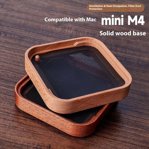 Solid Wood Desktop Stand for Mac mini M4 Pro/M4 Non-Slip Bracket Optimized Heat Dissipation Dust Filter Included Convenient Power-On Design (Walnut Wood) in Saudi Arabia