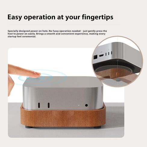 Solid Wood Desktop Stand for Mac mini M4 Pro/M4 Non-Slip Bracket Optimized Heat Dissipation Dust Filter Included Convenient Power-On Design (Walnut Wood) in Saudi Arabia