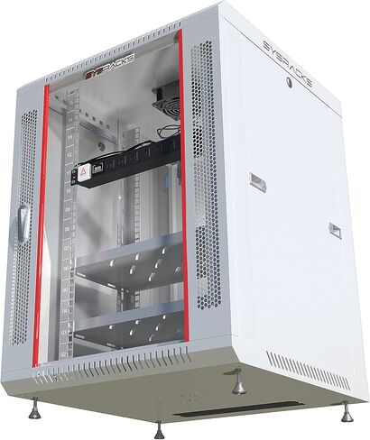 Sysracks 15U Gray Wall Rack Mount Server 19" Deep Network Cabinet, Server Rack with Fan, Removable Side Panels, Locking Glass Door 24" Computer Cabinet Enclosure Network Rack Case 15.600 in Kuwait