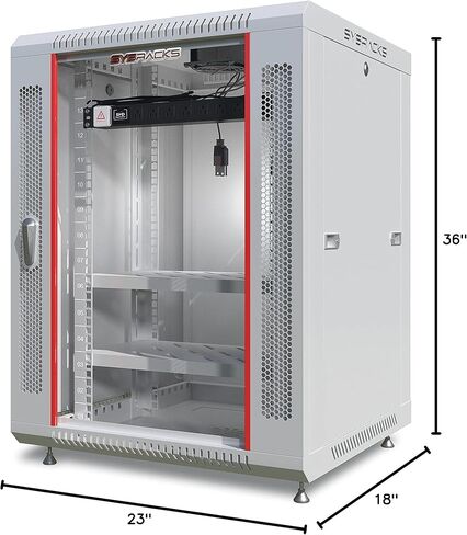 Sysracks 15U Gray Wall Rack Mount Server 19" Deep Network Cabinet, Server Rack with Fan, Removable Side Panels, Locking Glass Door 24" Computer Cabinet Enclosure Network Rack Case 15.600 in Kuwait