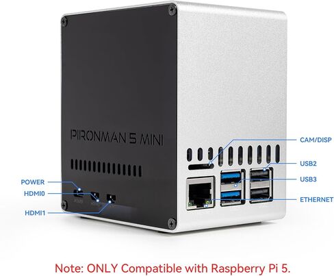 حافظة كمبيوتر Pironman 5-Mini + ميكروفون صغير USB 2.0 لجهاز Raspberry Pi 5 in Kuwait