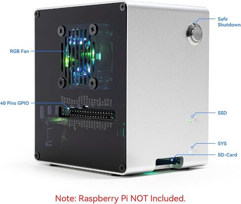 حافظة كمبيوتر Pironman 5-Mini + ميكروفون صغير USB 2.0 لجهاز Raspberry Pi 5 in Kuwait
