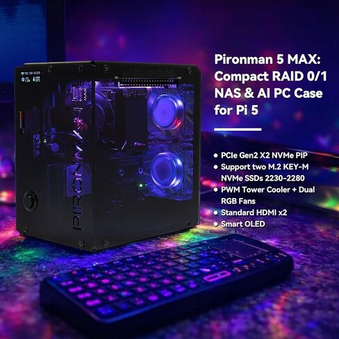 Pironman 5 Max Mini PC Case + USB 2.0 Mini Microphone for Raspberry Pi 5 in Kuwait