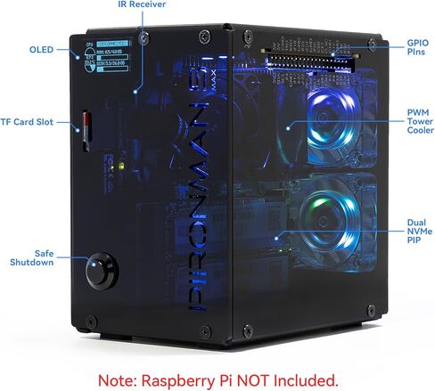 Pironman 5 Max Mini PC Case + USB 2.0 Mini Microphone for Raspberry Pi 5 in Kuwait