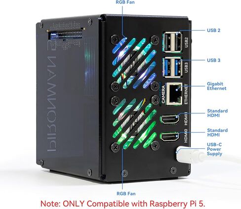 Pironman 5 Max Mini PC Case + USB 2.0 Mini Microphone for Raspberry Pi 5 in Kuwait