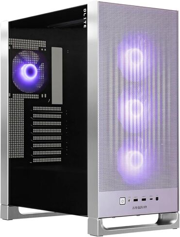 InWin DLITE-Flex Mid Tower ATX Gaming Case - Features a Sleek Wave-Pattern Front Panel - Supports up to 8 PCI-E Slots - GPUs up to 380 mm - 4 X Pre-Installed XM120mm Fans (IW-CS-DLITEPUR-4XM120) in Kuwait