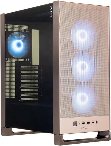 InWin DLITE-Flex Mid Tower ATX Gaming Case - Features a Sleek Wave-Pattern Front Panel - Supports up to 8 PCI-E Slots - GPUs up to 380 mm - 4 X Pre-Installed XM120mm Fans (IW-CS-DLITEPUR-4XM120) in Kuwait