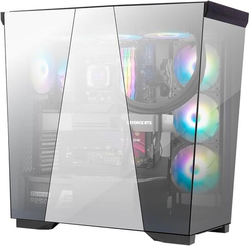 InWin W50 Mid Tower E-ATX Gaming Case with Signature W-Shaped Triple-Glass Panels, 8-Slot Flexibility, GPU Support up to 435mm, Includes 4X Pre-Installed VX120mm Fans (IW-CS-W50BLK-4VX120) in Kuwait