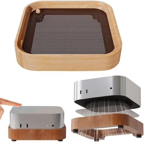 Solid Wood Desktop Stand for Mac mini M4 Pro/M4 Non-Slip Bracket Optimized Heat Dissipation Dust Filter Included Convenient Power-On Design (Walnut Wood) in Saudi Arabia
