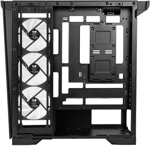 InWin W50 Mid Tower E-ATX Gaming Case with Signature W-Shaped Triple-Glass Panels, 8-Slot Flexibility, GPU Support up to 435mm, Includes 4X Pre-Installed VX120mm Fans (IW-CS-W50BLK-4VX120) in Kuwait