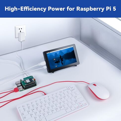 حافظة Pironman 5 Pro Max Mini PC مع شاشة لمس 4.3 بوصة لـ Raspberry Pi 5 + 27W PD Power Supply in Kuwait