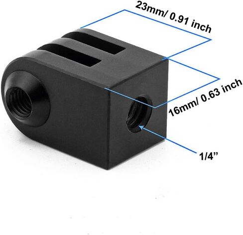 1/4" Mini Tripod Mount Adapter for Action Camera - Aluminum Alloy, Black, Compatible with Sport Action Cameras and Selfie Sticks in Kuwait