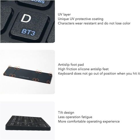 Foldable Bluetooth Keyboard,Portable Pocket Size Wireless Keyboard,Folding Travel Keyboards with Numbpad for PC, Tablet and Laptop in Kuwait