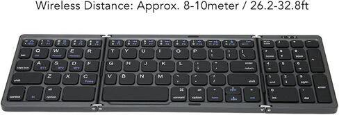 Foldable Bluetooth Keyboard,Portable Pocket Size Wireless Keyboard,Folding Travel Keyboards with Numbpad for PC, Tablet and Laptop in Kuwait