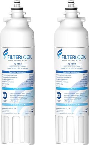 Filterlogic ADQ73613401 Refrigerator Water Filter and Air Filter, Replacement for LG® LT800P®, ADQ736134, ADQ73613402, LSXS26326S, LSXS26366S, LMXS30776S, Kenmore 46-9490 and LT120F®, 3 Combo in Kuwait