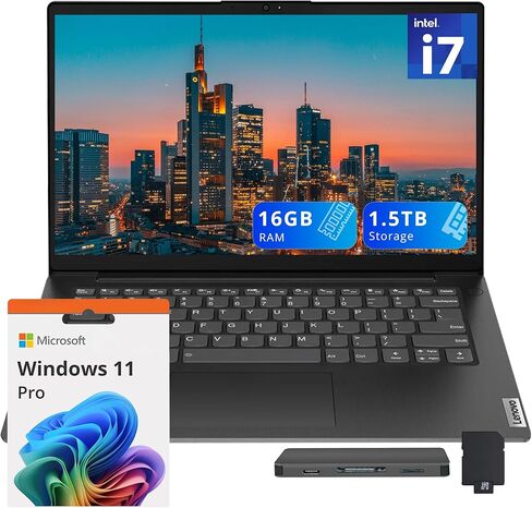 لينوفو V14 14 بوصة FHD كمبيوتر محمول للأعمال، Intel i7-13620H، ذاكرة وصول عشوائي DDR4 سعة 16 جيجابايت، تخزين 1.5 تيرابايت (512 جيجابايت SSD+1 تيرابايت مجموعة قاعدة توصيل)، Intel UHD Graphics، Wi-Fi 6، كاميرا بدقة 720 بكسل عالية الدقة، ويندوز 11 برو، أسود in Kuwait