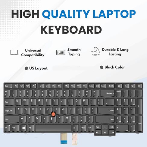 لوحة مفاتيح بديلة للكمبيوتر المحمول ThinkPad E570 E570c E575، لوحة مفاتيح غير بإضاءة خلفية بتصميم أمريكي مع نقطة تتبع، P/N 01AX200 متوافقة مع سلسلة ThinkPad E570 in Kuwait