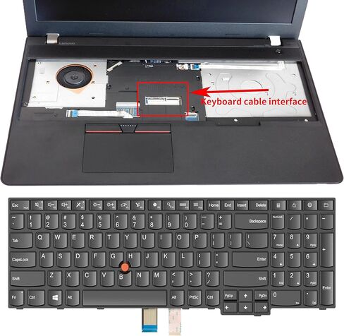 لوحة مفاتيح بديلة للكمبيوتر المحمول ThinkPad E570 E570c E575، لوحة مفاتيح غير بإضاءة خلفية بتصميم أمريكي مع نقطة تتبع، P/N 01AX200 متوافقة مع سلسلة ThinkPad E570 in Kuwait