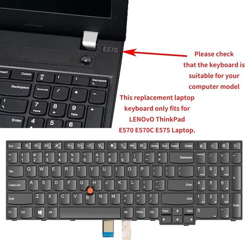 لوحة مفاتيح بديلة للكمبيوتر المحمول ThinkPad E570 E570c E575، لوحة مفاتيح غير بإضاءة خلفية بتصميم أمريكي مع نقطة تتبع، P/N 01AX200 متوافقة مع سلسلة ThinkPad E570 in Kuwait