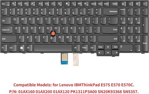 لوحة مفاتيح بديلة للكمبيوتر المحمول ThinkPad E570 E570c E575، لوحة مفاتيح غير بإضاءة خلفية بتصميم أمريكي مع نقطة تتبع، P/N 01AX200 متوافقة مع سلسلة ThinkPad E570 in Kuwait