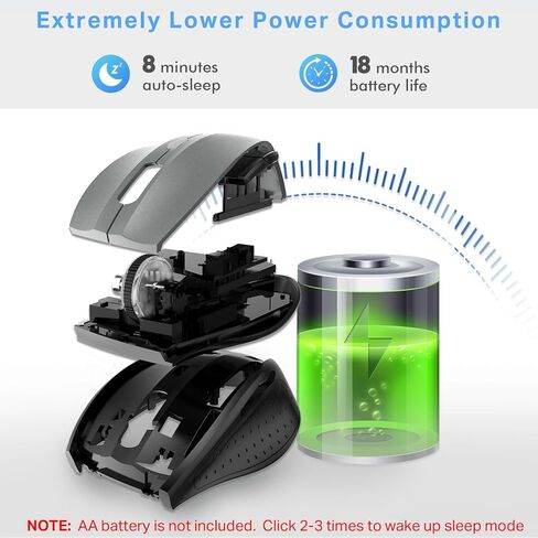 E-YOOSO Wireless Mouse for Laptop, Portable Optical Computer Mouse, 6 Buttons, Cordless 2.4GHz with USB Receiver, 5-Level 4800 DPI, 18 Months Battery Life, for PC, Chromebook (Gray & Black, USB) in Saudi Arabia