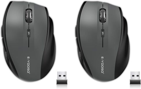 E-YOOSO Wireless Mouse for Laptop, Portable Optical Computer Mouse, 6 Buttons, Cordless 2.4GHz with USB Receiver, 5-Level 4800 DPI, 18 Months Battery Life, for PC, Chromebook (Gray & Black, USB) in Saudi Arabia