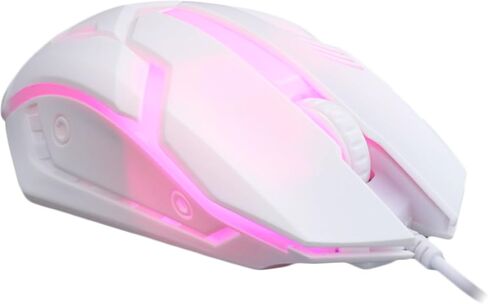 Housoutil Ergonomic Wired Gaming Mouse, White RGB Backlit USB Computer Mouse for Laptop Desktop Optical Gamer PC Accessory, for Home Dorm in Kuwait