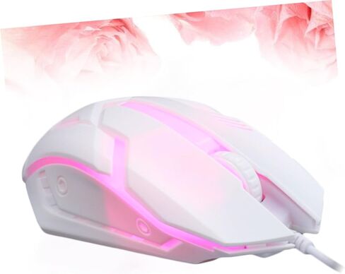 Housoutil Ergonomic Wired Gaming Mouse, White RGB Backlit USB Computer Mouse for Laptop Desktop Optical Gamer PC Accessory, for Home Dorm in Kuwait