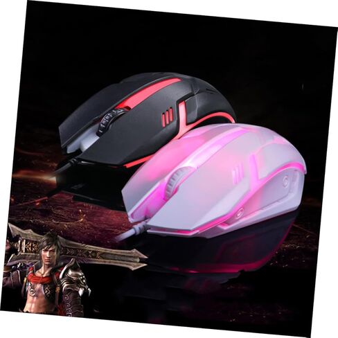 Housoutil Ergonomic Wired Gaming Mouse, White RGB Backlit USB Computer Mouse for Laptop Desktop Optical Gamer PC Accessory, for Home Dorm in Kuwait