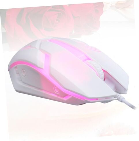Housoutil Ergonomic Wired Gaming Mouse, White RGB Backlit USB Computer Mouse for Laptop Desktop Optical Gamer PC Accessory, for Home Dorm in Kuwait