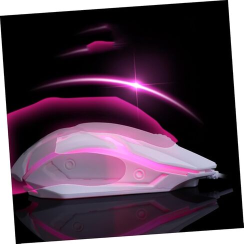 Housoutil Ergonomic Wired Gaming Mouse, White RGB Backlit USB Computer Mouse for Laptop Desktop Optical Gamer PC Accessory, for Home Dorm in Kuwait