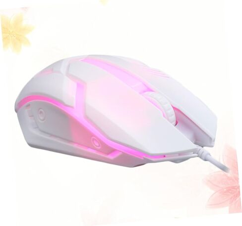 Housoutil Ergonomic Wired Gaming Mouse, White RGB Backlit USB Computer Mouse for Laptop Desktop Optical Gamer PC Accessory, for Home Dorm in Kuwait