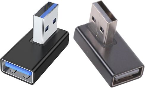 2 قطعة USB3.0 ذكر إلى أنثى 90 بيند محول لسرعة سريعة 5 جيجابت في الثانية وشحن سريع في كمبيوتر السيارات يسار يمين USB بزاوية in Kuwait