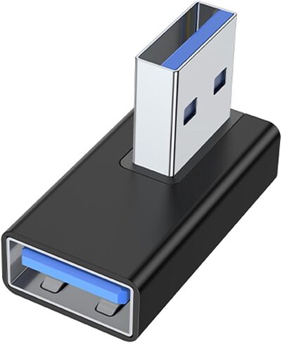 2 قطعة USB3.0 ذكر إلى أنثى 90 بيند محول لسرعة سريعة 5 جيجابت في الثانية وشحن سريع في كمبيوتر السيارات يسار يمين USB بزاوية in Kuwait