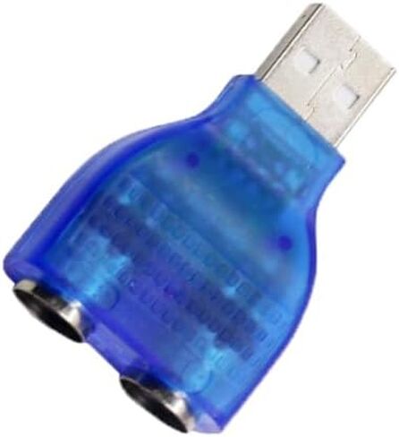 محول USB إلى Dual PS/2 للوحة المفاتيح والماوس، أزرق - محول USB إلى PS2 متوافق مع أجهزة الكمبيوتر المحمولة (عبوتان) in Kuwait