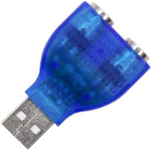 محول USB إلى Dual PS/2 للوحة المفاتيح والماوس، أزرق - محول USB إلى PS2 متوافق مع أجهزة الكمبيوتر المحمولة (عبوتان) in Kuwait