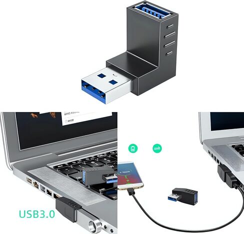5 قطع محولات بزاوية USB3.0 تتميز بمتانة معدنية من مادة PVC للاعتماد عليها في الأجهزة الإلكترونية المتعددة، محول USB لأجهزة الكمبيوتر المحمول in Kuwait